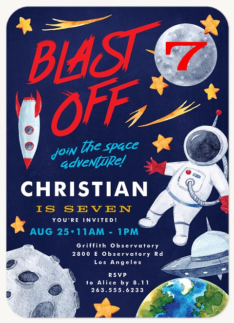 Interstellar Boy Birthday Party Invitations