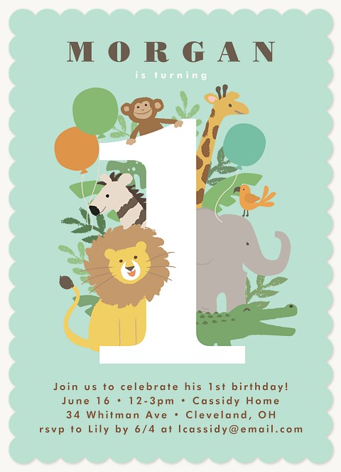 Jungle One First Birthday Invitations