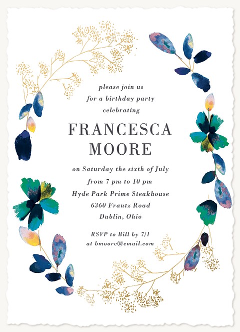 Pressed Wildflowers Adult Birthday Party Invitations