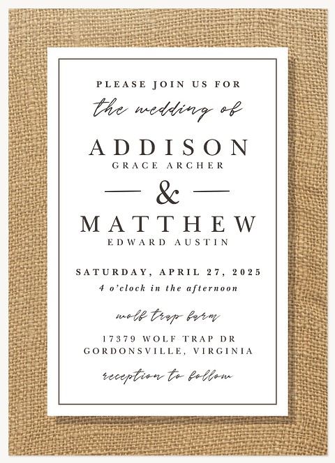 Burlap Border Wedding Invitations