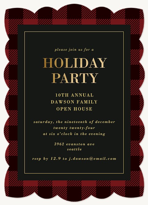 Holiday Plaid Holiday Party Invitations