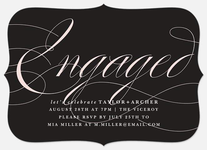 Flourish Script Engagement Party Invitations