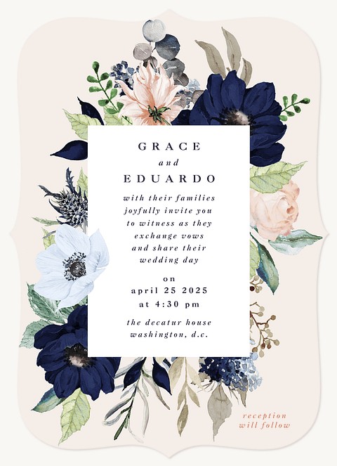 Ocean Floral Wedding Invitations