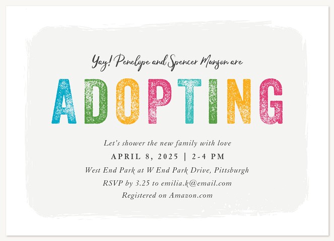 Adoption Shower Baby Shower Invites