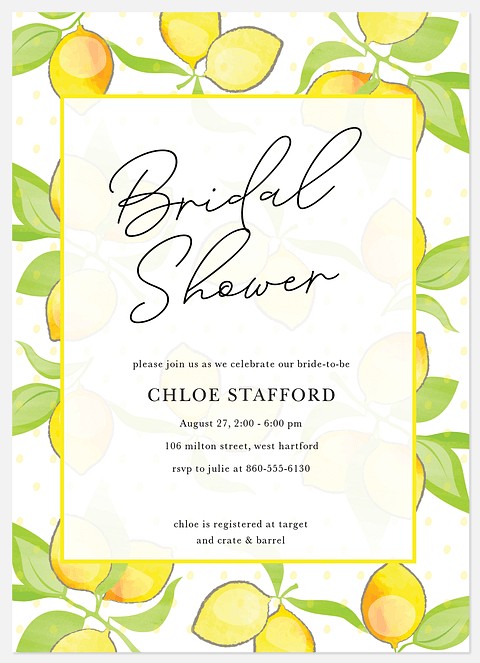 Luscious Lemons Bridal Shower Invitations